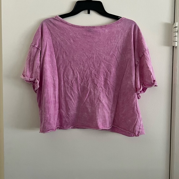 Pink Button Down Crop Top - Picture 3 of 4